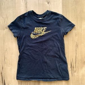 Nike Cheetah Print Swoosh Black Tee